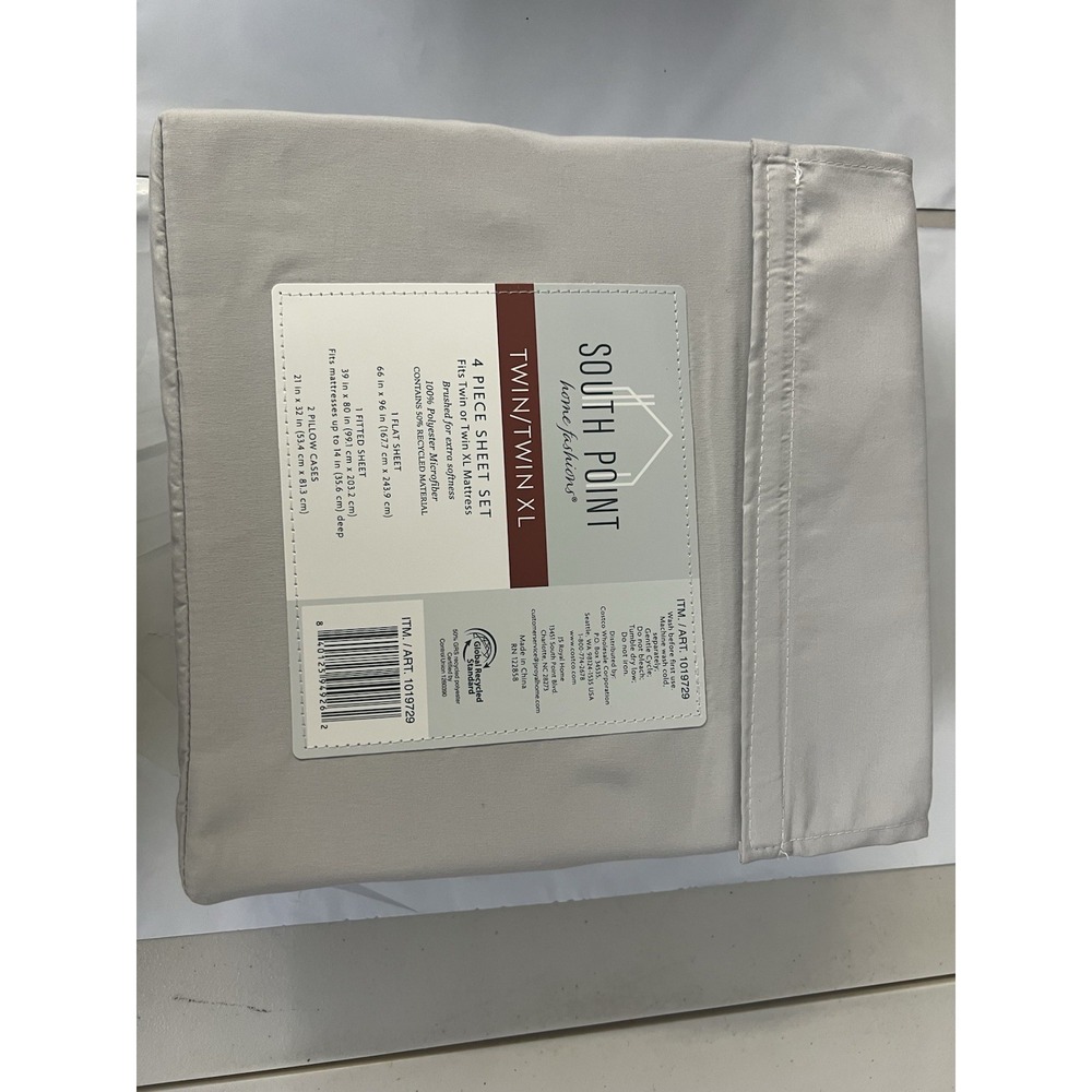 South Point Home Fashions 4 Piece Sheet Set Twin Twin XL Gray Microfiber 1019729